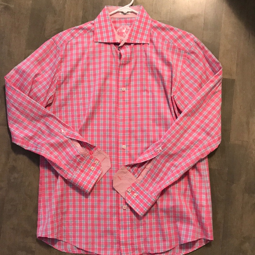 Bugatchi pink men’s dress shirt M